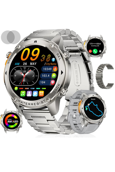 AOS RETAIL Ceas Smartwatch Barbati, Ecran AMOLED 1.43", Rezolutie 466x466, GP...