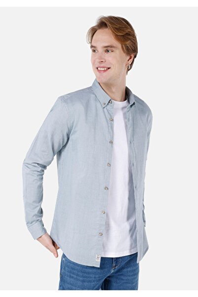 Colin's Cămașă Slim Fit Gât Bărbați Cămașă Verde cu mânecă lungă Cl 1048576