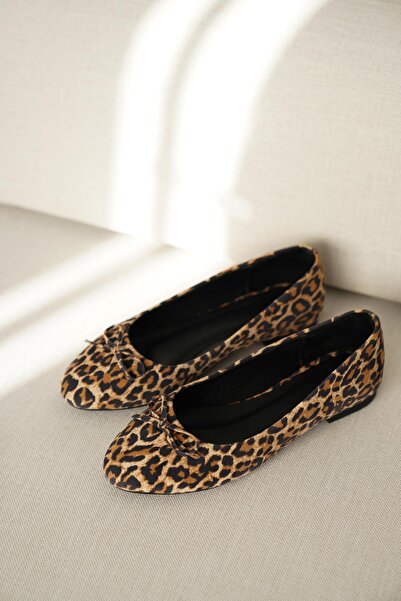 Capone Outfitters Balerini de damă Bloom din piele naturală cu fundă și vârf ...