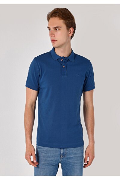 Colin's Slim Fit Polo Yaka Düz Erkek Mavi Kısa Kol Tişört
