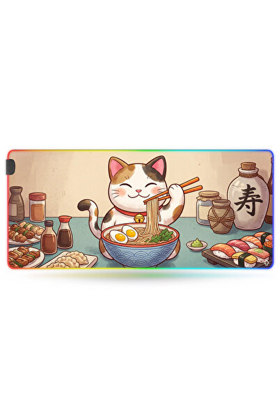 QwertyKey Deskmat Mousepad Lucky Neko Ramen RGB