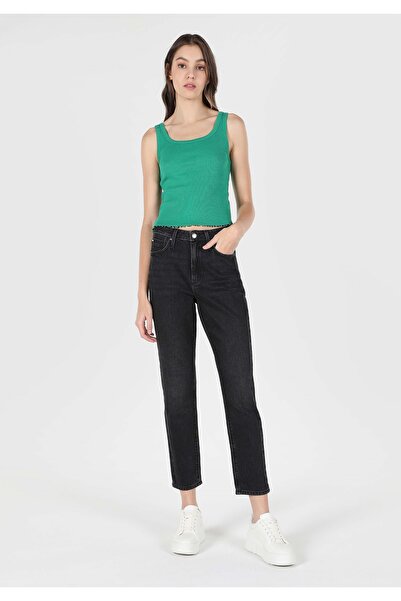 Colin's بنطلون جينز أسود ضيق بخصر متوسط ​​للنساء