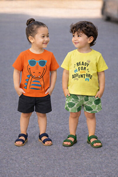 luay Unisex Cotton Orange & Yellow T-Shirt Pack of 2: Bright & Comfortable Ki...
