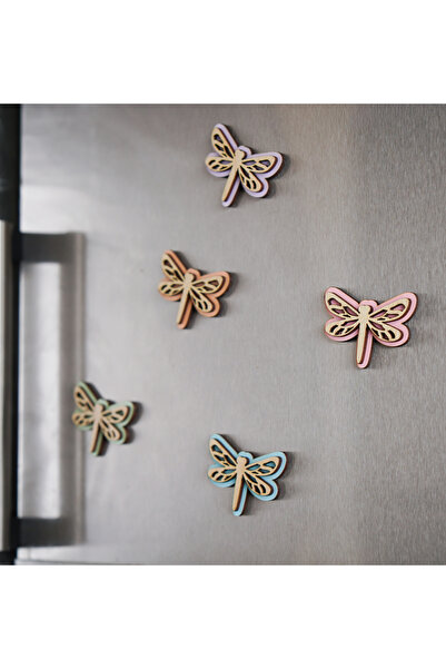 HippoDeco Renkli Ahşap Magnet Seti 5’li – Kelebek veya Yusufçuk Şeklinde Deko...