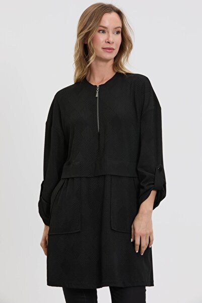 MELIDIA M10024 Allerli Tunik / SİYAH