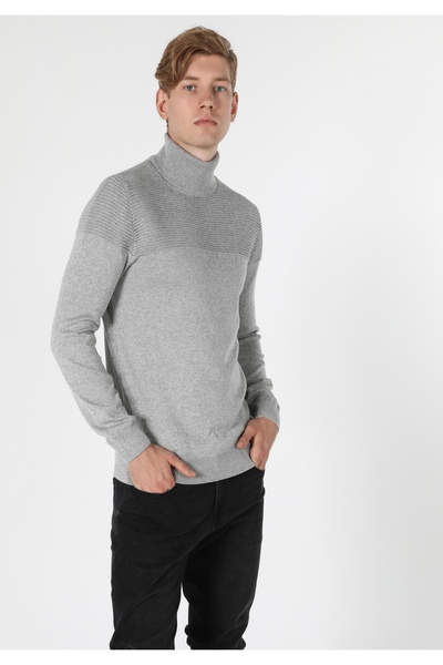 Colin's Slim Fit Yarım Balıkçı Yaka Erkek Gri Kazak