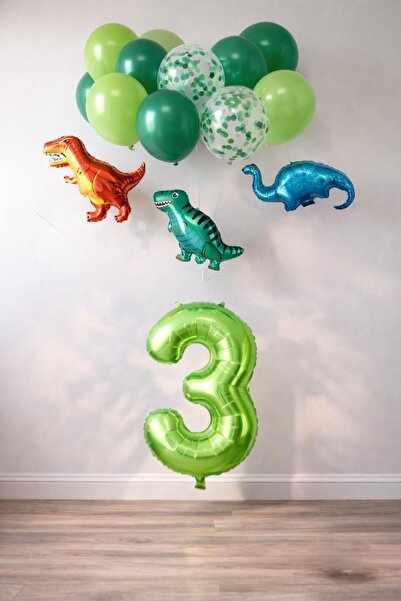 Patladı Gitti Σετ δεινοσαύρων 3 ετών. Φύλλο αριθμών, 3 μίνι δεινόσαυροι και 1...