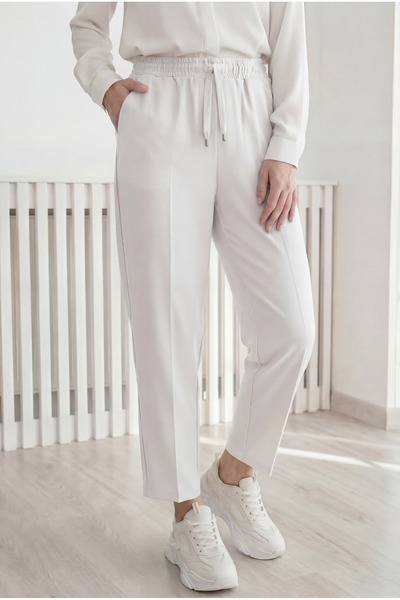 MİHRA STORE Ασιατικό παντελόνι με καρότο MT1444 Λευκό