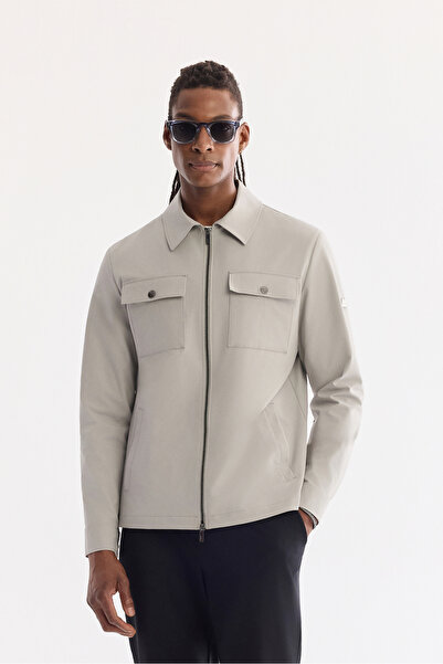 Avva Men's Gray Classic Collar Water Repellent Technical Fabric Seasonal Regu...