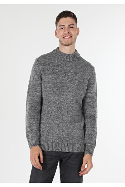 Colin's Regular Fit Yarım Balıkçı Yaka Jakarlı Erkek Gri Kazak
