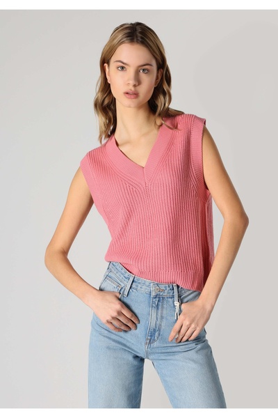 Colin's Regular Fit V-Neck Plain Women's Pink Sweater