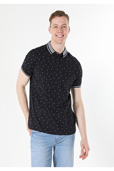 Colin's Regular Fit Polo Yaka Baskılı Erkek Lacivert Kısa Kol Tişört