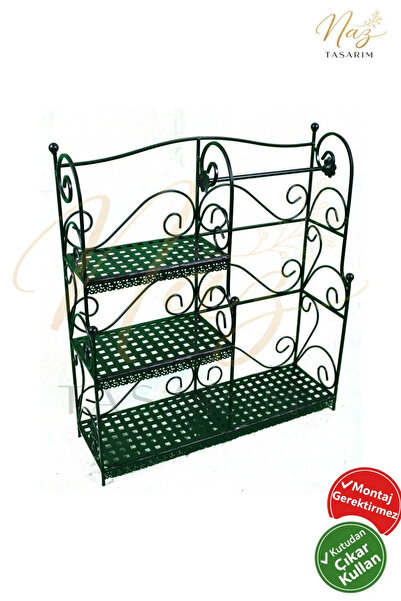 Ferforje Naz tasarım Naz Tasarım Ferforje Baharatlık 3 Katlı Havluluklu Siyah