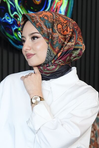 AFVENTE Βαμβακερό κασκόλ Βουργουνδίας - Ethnic μοτίβο