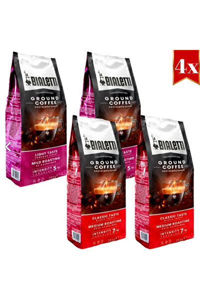 Bialetti 4 Pieces of Delicato and Classico 250 Gr Ground Coffee