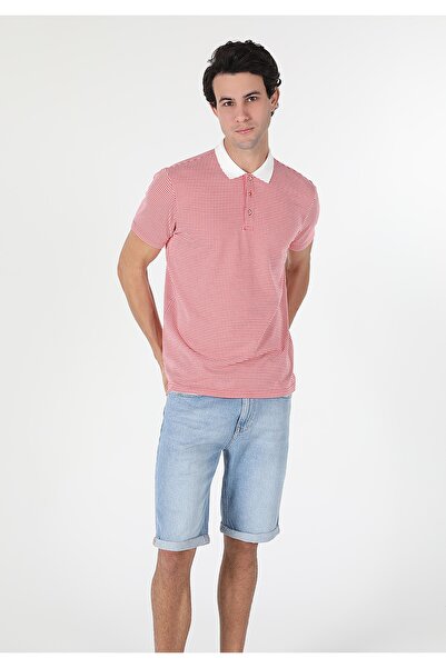 Colin's Regular Fit Polo Neck Plain Men's Red Short Sleeve T-Shirt