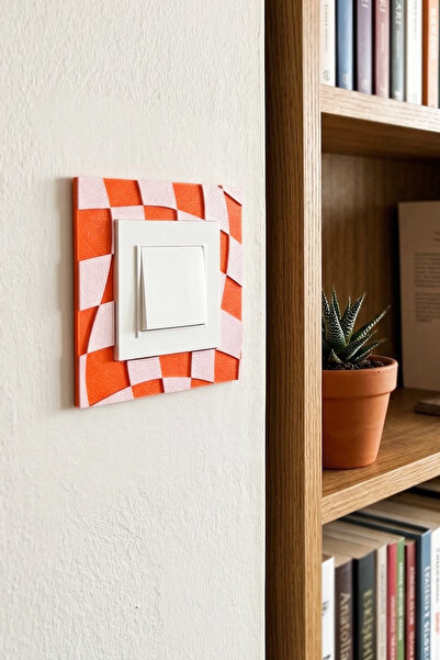 To Design Lab Dama Desenli Renkli Dekoratif Priz Anahtar Çerçevesi