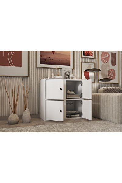 Nettrends Kapakli Kitaplik 65 Cm Beyaz Ktp-1159-ç