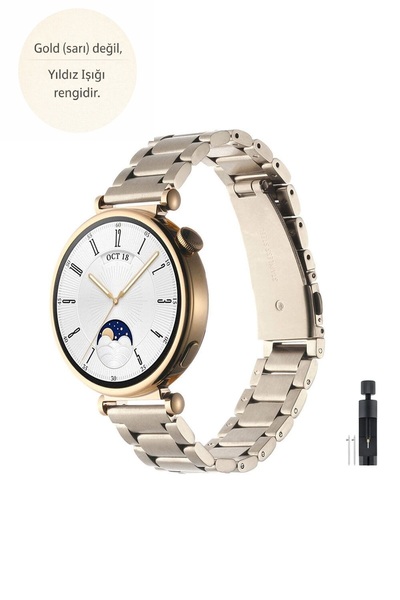 Alstrap Huawei Watch GT6/Gt4/Gt5 41mm Gt 5 Pro 42 mm Uyumlu 18mm Paslanmaz Çe...