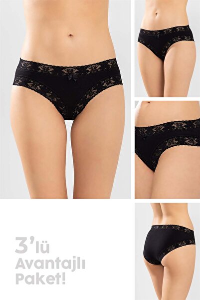 BAYKAR Γυναικεία βαμβακερά δαντελωτά εσώρουχα μπικίνι με ίσιο κόψιμο, συσκευα...