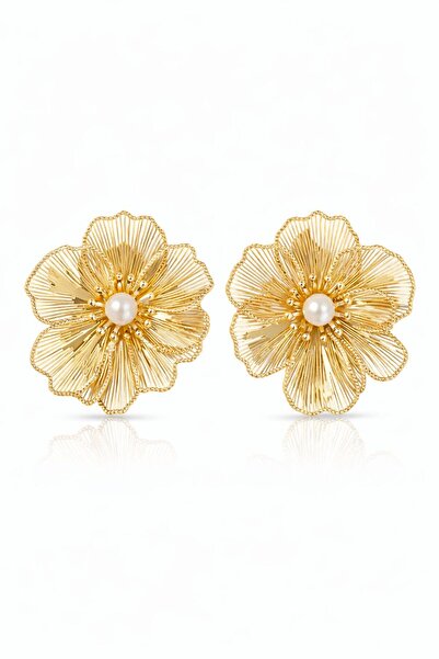 Bermecy زهرة الأوبال |   أقراط من الفولاذ بتفاصيل زهرة حجرية