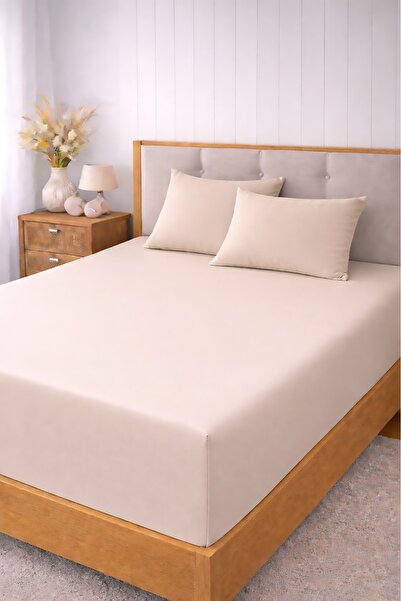 ROSERA HOME Double Elastic Sheet Set Cotton Light Beige