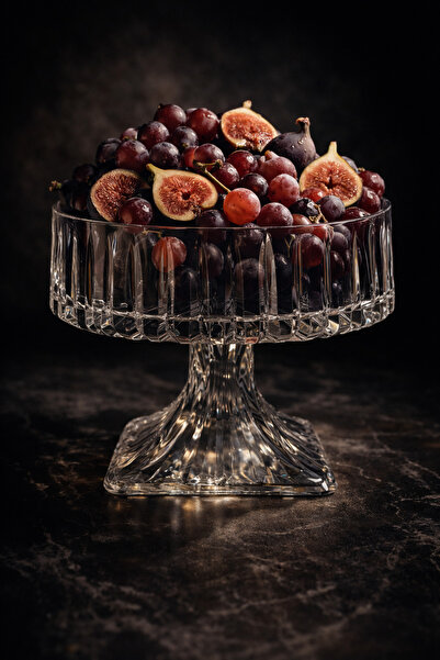 Mirano Cam Tasarım DEKORLU (KESME) EL İŞİ KRİSTAL 19 CM AYAKLI YUVARLAK SALAT...