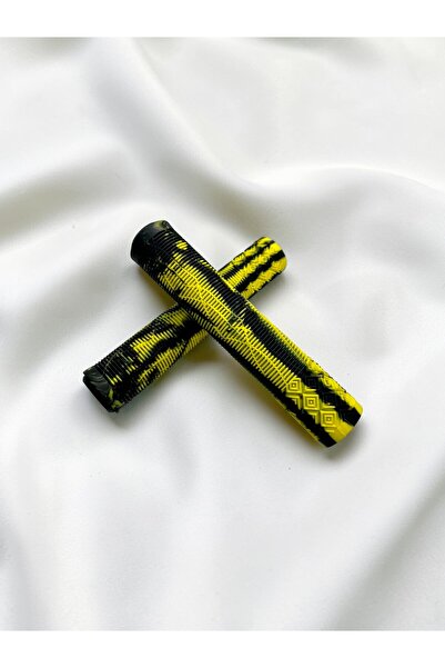 165MM Yumuşak Silikon Elcik - BMX Bisiklet Scooter Uyumlu Kesilebilir Tıpalı - Sarı/Siyah