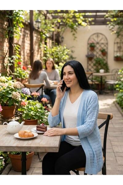 URUMDAY Knitwear Perforated Buttonless Sizeless Cardigan