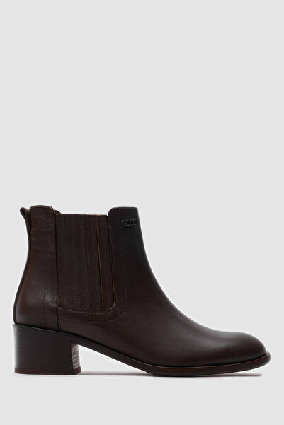 TOGO Kahverengi Hakiki Deri Kadın Topuklu Chelsea Bot [060173]