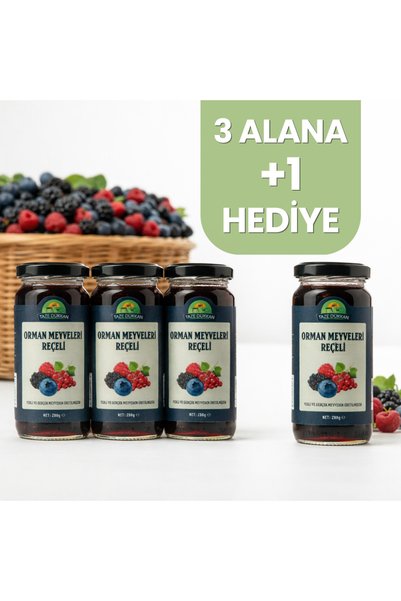 Taze Dükkan Şeker İlavesiz Orman Meyveleri Reçeli 3 adet Alana 1 adet Hediye