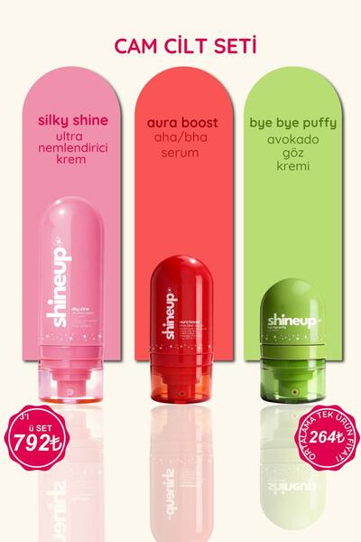shineup كريم مرطب للوجه من سيلكي شاين وسيروم أورا بوست AHA BHA هدية ألانا باي...