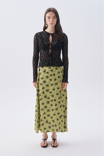 Mudo منقوش تنورة ميدي على شكل حرف A مع فتحات