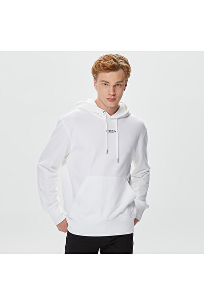 Calvin Klein Canvas Curve Graphic Beyaz Erkek Sweatshirt
