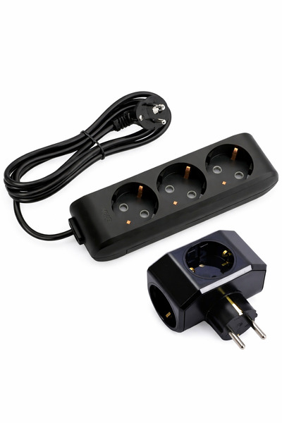 VİKO Siyah Set Multi-let 3'lü Topraklı Çocuk Korumalı Grup Priz - 2 Metre + 3...