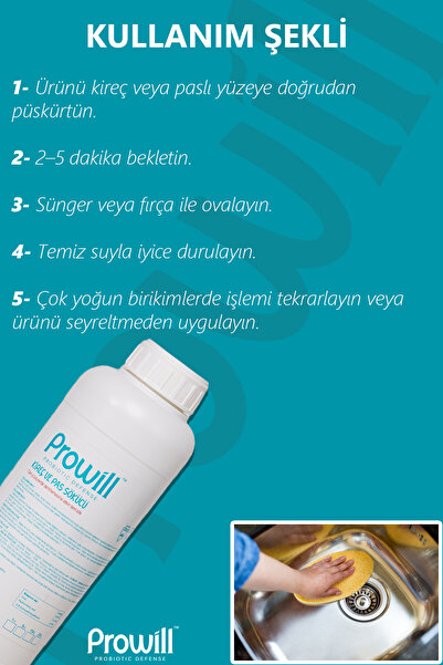 PROWİLL Kireç ve Pas Sökücü 1 L | Organik, Güçlü Doğal Temizlik
