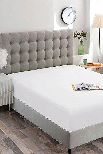 Rivaİstanbul ملاءة جاهزة من القطن الأبيض مقاس 100x200