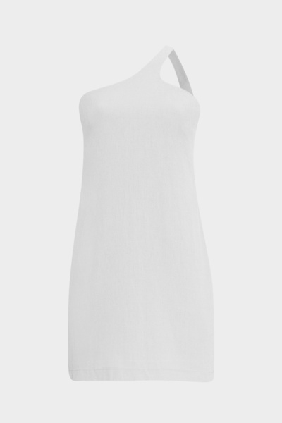 Açelya Okcu Rochie Mini din in, cu un singur umar - Cu Detalii pentru buzunar