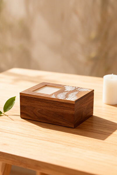 Eq deco Ahşap Dekoratif Kutu Anı Kutusu Fotoğraf Çerçeveli Kutu Çok Amaçlı Dü...