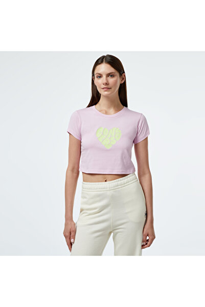 Converse Heart Slim Fit Kadın Lila T-Shirt