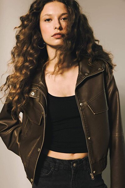 DeFacto Relax Fıt Palton din piele artificială G0667AX26SP