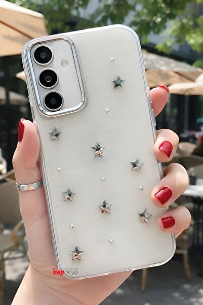 Ceponya جراب لهاتف Galaxy S24 بتصميم وسادة هوائية وغطاء عمود شفاف فضي