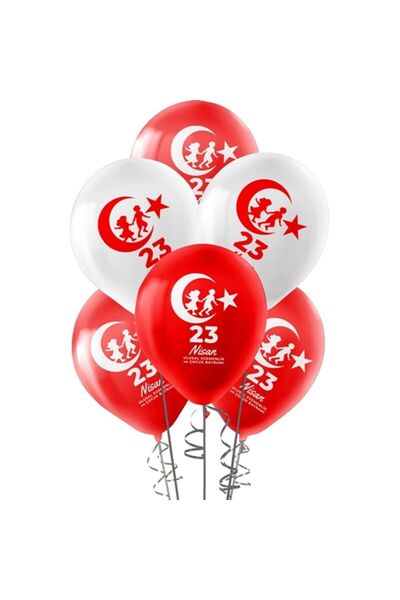 partidolu 23 Nisan Gösterisi İçin Baskılı Lateks Lateks Balon Kırmızı Beyaz R...