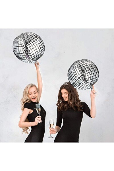 partidolu 2 قطعة بالون كرة ديسكو كبير الحجم 50×50 سم بطباعة هولوغرام فضية الل...