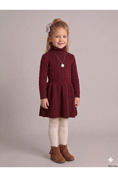 CLOUDY WEAR&DESİGN Rochie tricotată cu gât țesut împletit păr fetiță