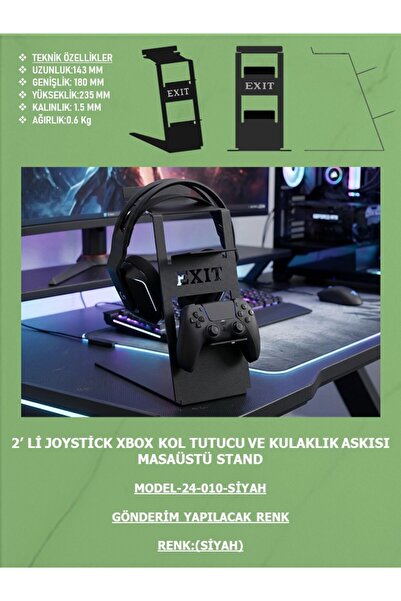 EXİTMODEL EXIT 2'li Oyun Kolu Tutucu ve Kulaklık Askısı Masaüstü Standı - Met...
