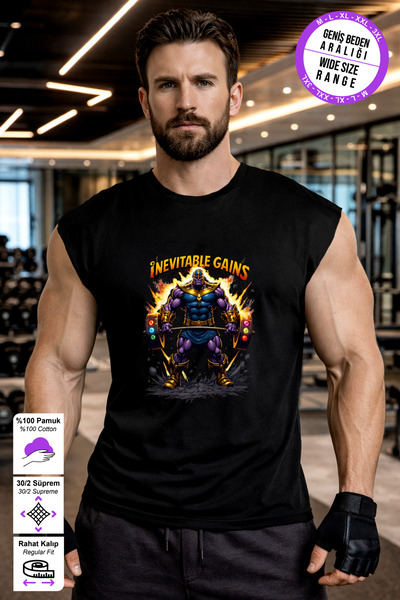 BESSA Black Titan Gym Printed Crew Neck Sports Athlete's Undershirt Premium T...