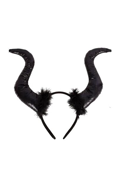 partidolu Halloween Malefiz Tacı Boynuzu Maleficent Taç Boynuzlu Siyah Renk 2...