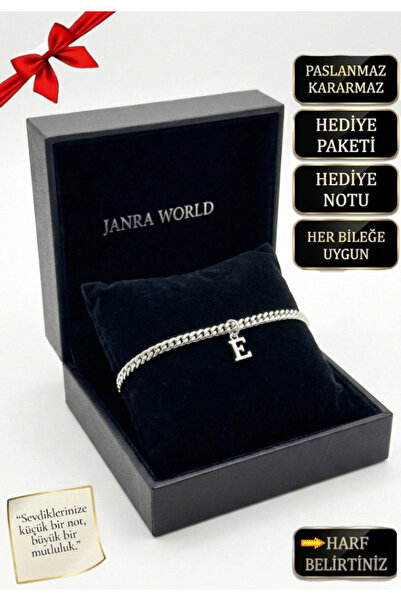 JANRA WORLD Lettering Stainless Steel Bracelet, Tarnish Resistant, Silver Col...