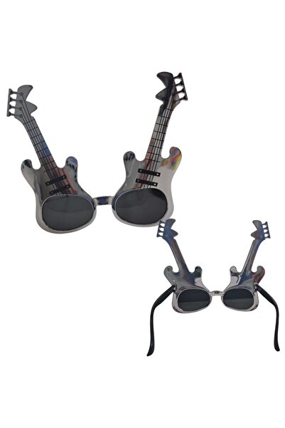 partidolu نظارات الحفلات ذات اللون الفضي على شكل جيتار روكن رول